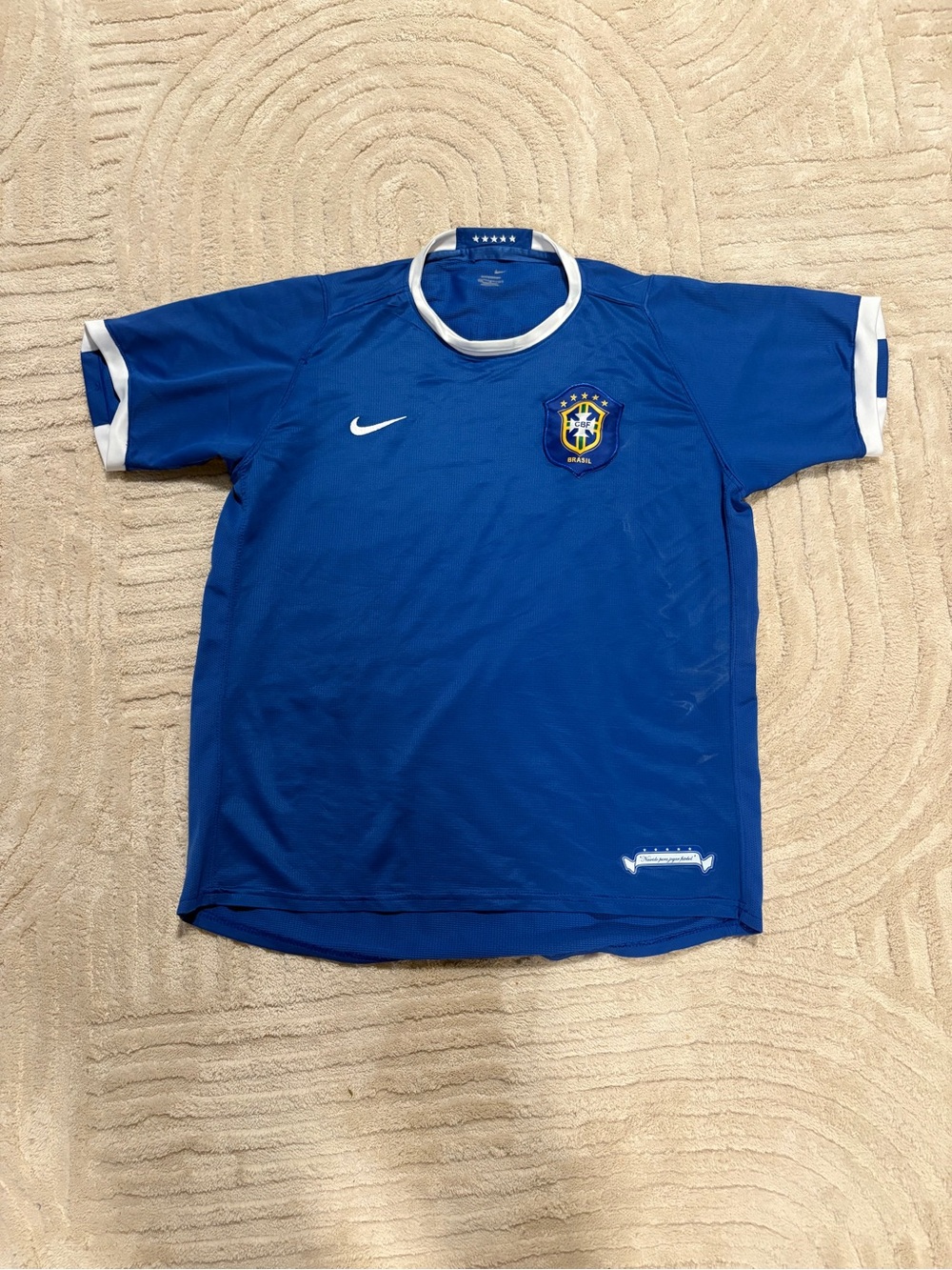 Nike Mens Blue Brazil Soccer Jersey with White Trim
